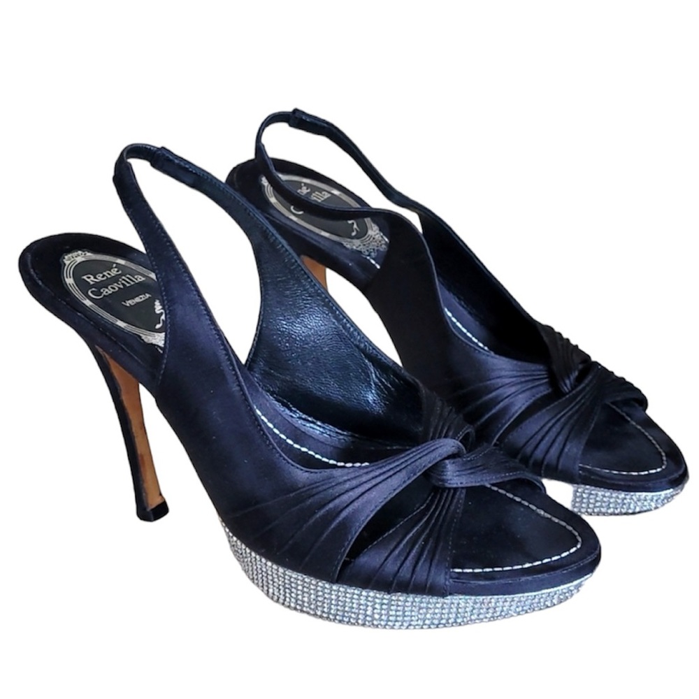 Rene Caovilla peep toe sling backs